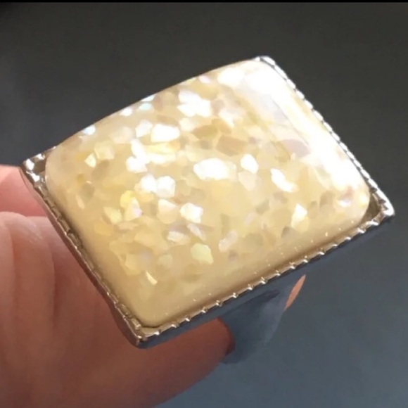 Vintage Estate Emerald Cabochon Genuine Natural Fire Agate Statement Ring - Picture 2 of 12